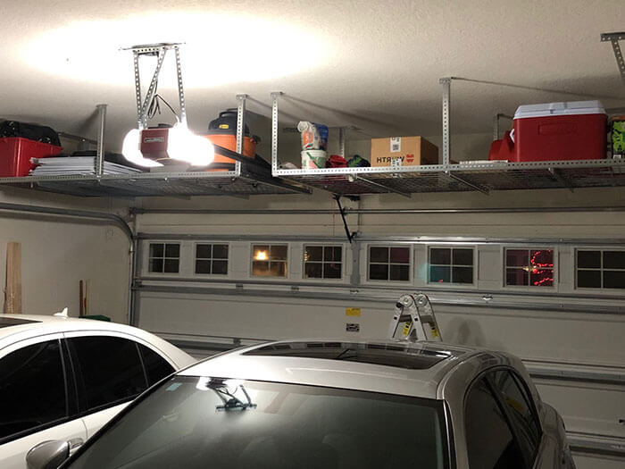 garage interior with 2 cars